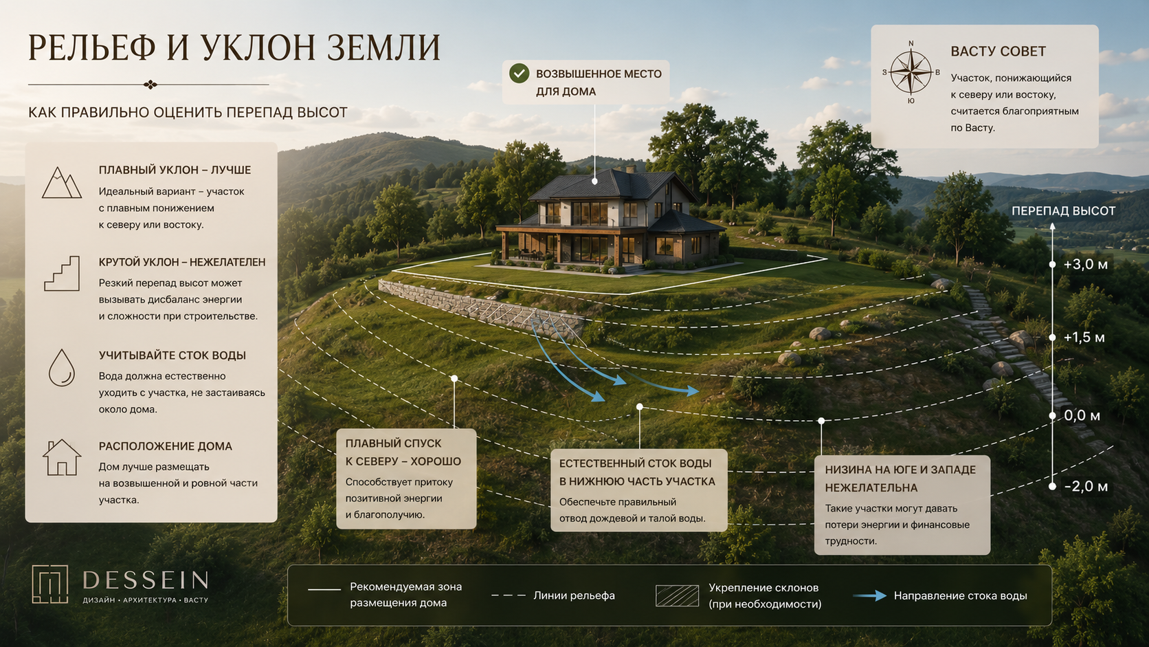 Рельеф участка и уклон земли